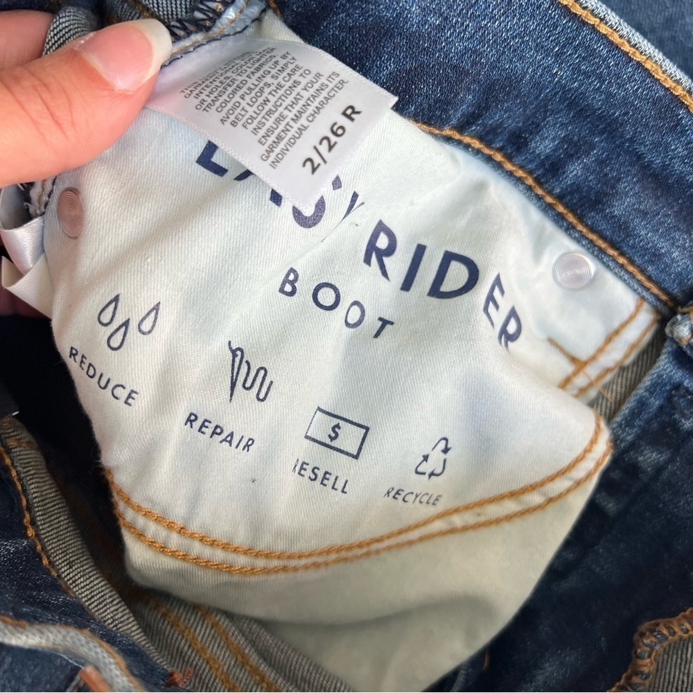 Lucky Brand Easy Rider Jean mid rise straight fit boot cut dark wash size 2 26 - Picture 12 of 16